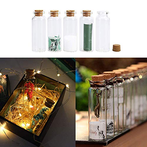 LYTIVAGEN 40 PCS Botellas de Cristal de 20 ml, Botellas de Vidrio Pequeñas con Tapones de Corcho Frascos de Muestra para Decoración de DIY, Aromas, Aceites, Especias, Bodas