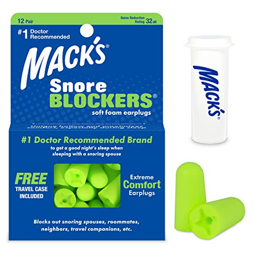 Mack's 12 pares de tapones de espuma suave bloqueadores de ronquidos