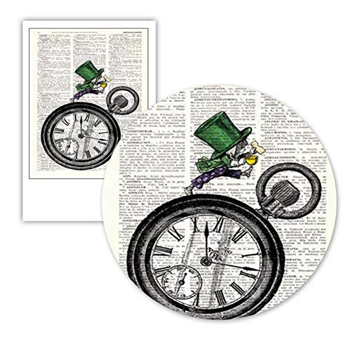 Mad Hatter Book Art Print Alicia en el país de las maravillas Vintage Poster Wall Decor Dictionary Art Posters And Prints-50x70cmx1pcs -Sin marco