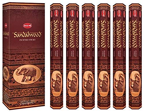Madera de sándalo de incienso, 120 varillas en un paquete de 6 unidades. Marca dobladillo, enrollada a mano en la India.
