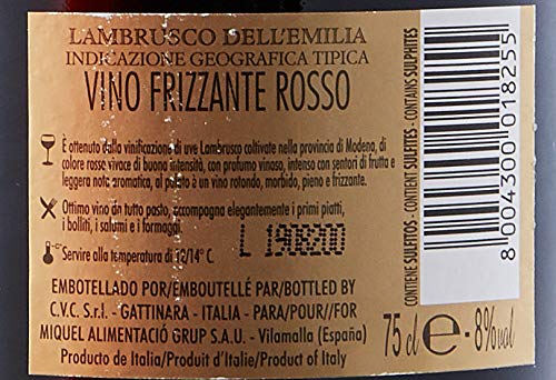 Maestri Del Casale Lambrusco Galla Tinto - Paquete de 6 botellas de 75 - Total 450 cl