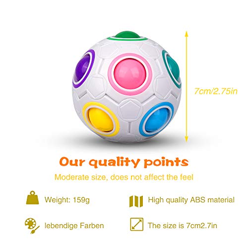 Magic Ball Fidget Rainbow Ball 3D Puzzle Cube Speed Bola del Arco Iris Educación Juguetes Anti Estrés para Niños Adultos Adolescentes (Blanco)