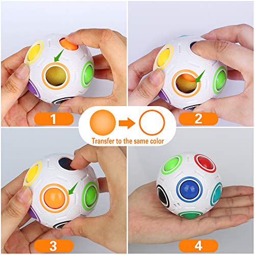 Magic Ball Fidget Rainbow Ball 3D Puzzle Cube Speed Bola del Arco Iris Educación Juguetes Anti Estrés para Niños Adultos Adolescentes (Blanco)