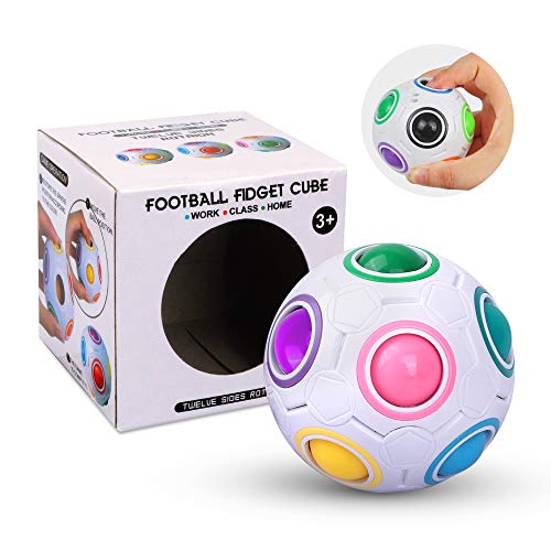 Magic Ball Fidget Rainbow Ball 3D Puzzle Cube Speed Bola del Arco Iris Educación Juguetes Anti Estrés para Niños Adultos Adolescentes (Blanco)