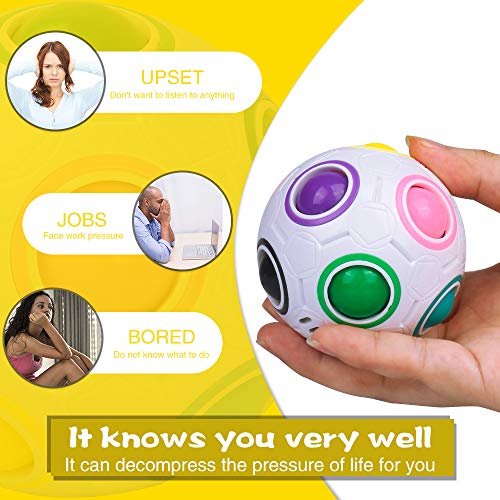 Magic Ball Fidget Rainbow Ball 3D Puzzle Cube Speed Bola del Arco Iris Educación Juguetes Anti Estrés para Niños Adultos Adolescentes (Blanco)