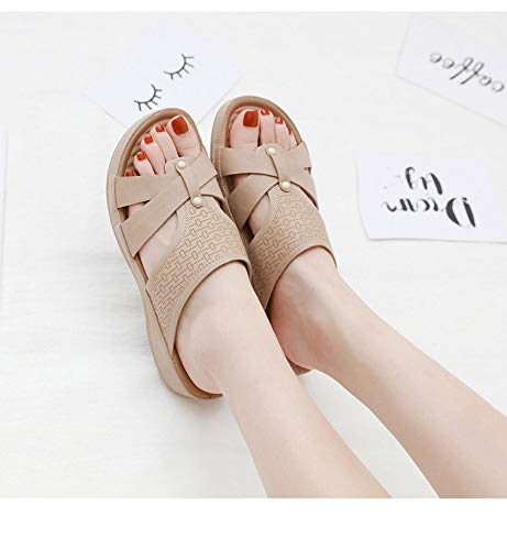 Magicrulu Zapatillas de Playa Zapatillas de Playa Suelas Gruesas y cómodas Madres de Mujer Embarazada Albaricoque 37