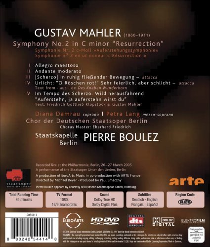MAHLER: Sinfonie Nr. 2 *Auferstehung* (Staatskapelle Berlin, Boulez) [HD-DVD] [Reino Unido]