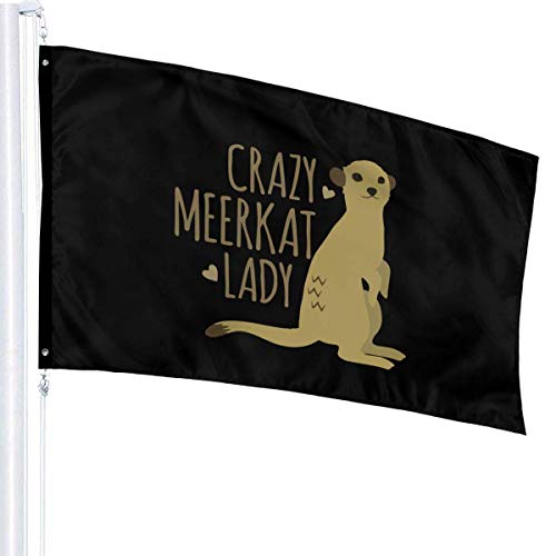 maichengxuan Bandera de Jardín 3 X 5 Ft Crazy Meerkat Lady Home Decoration Durable Polyester for Outdoor/Indoor/Garden