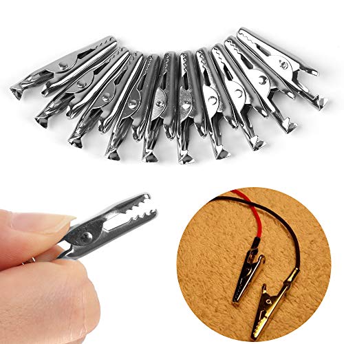 MakerStack 60pcs Pinzas de cocodrilo Pinzas de cocodrilo de Metal Pinzas de cocodrilo de Plomo de Prueba para el Trabajo de Prueba eléctrica (35 mm)