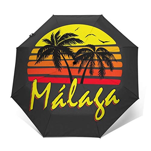 Malaga Paraguas Plegable Compacto de Apertura y Cierre automático, Resistente al Viento, Plegable y automático, Parasol de Viaje