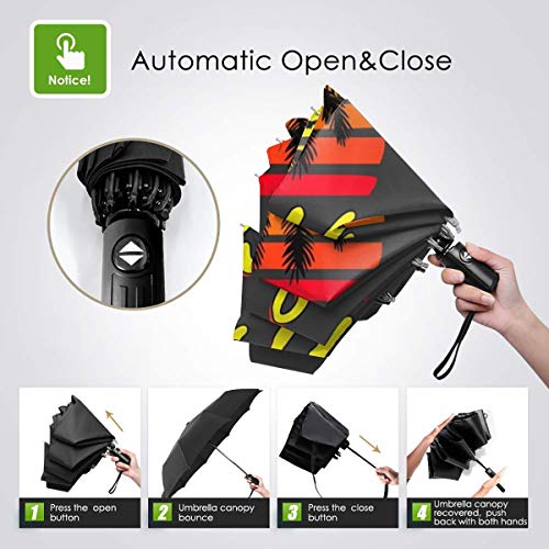 Malaga Paraguas Plegable Compacto de Apertura y Cierre automático, Resistente al Viento, Plegable y automático, Parasol de Viaje