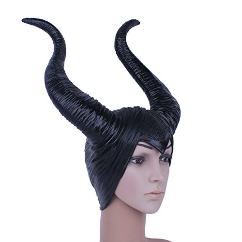 Maleficent with Witch Horns Máscara de bruja negra - Perfecto para carnaval, carnaval y Halloween - Disfraz de adulto - Látex, unisexo Talla única