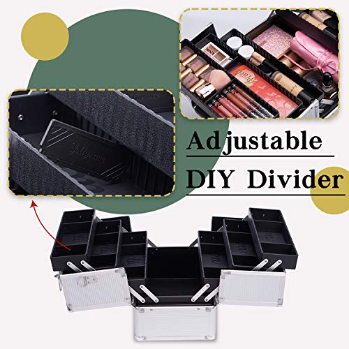 Maletin Maquillaje Profesional con Espejo Neceser Maquillaje Organizador Estuche Maquillaje Joyero Organizador Mujer Maletin de Manicura Maletin Peluqueria Caja Maquillaje Cosméticos de Viaje Blanco