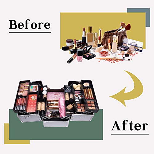 Maletin Maquillaje Profesional con Espejo Neceser Maquillaje Organizador Estuche Maquillaje Joyero Organizador Mujer Maletin de Manicura Maletin Peluqueria Caja Maquillaje Cosméticos de Viaje Blanco