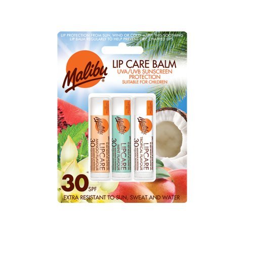 Malibu - Envase blíster de bálsamo labial con SPF 30 - Mango/menta/tropical - 12 ml