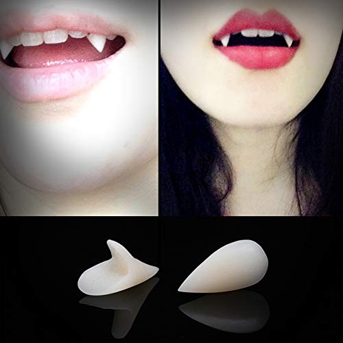 Mallalah 3PCS Dientes de Vampiros para Fiesta de Halloween Dentaduras White Vampire Teeth Fangs Tooth Caps Decoraciones de Halloween