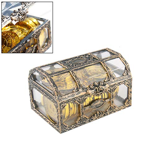 Mallalah Plástico Transparente Caja de Tesoro de Pirata Joya de Cristal Caja de Joyas Organizador de Almacenamiento Cofre de Tesoro Recuerdo