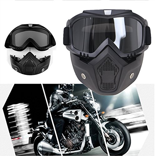 Mallallah - Máscara para moto, antipolvo, desmontable, protección UV, escudo transparente, para carreras, snowboard, esquí, motocross, equitación