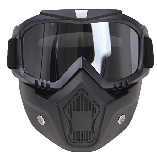 Mallallah - Máscara para moto, antipolvo, desmontable, protección UV, escudo transparente, para carreras, snowboard, esquí, motocross, equitación