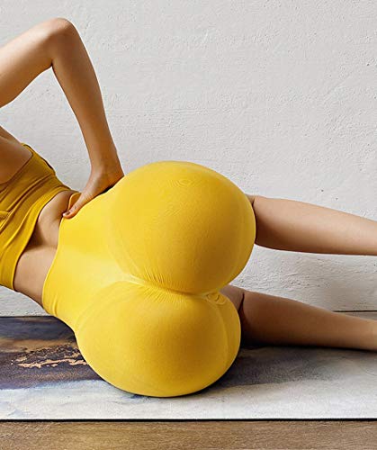 Mallas Cintura Alta Pantalones Cortos Push Up Sin Costuras Leggings Deportivos Pantalones Cortos para Mujer M Amarillo