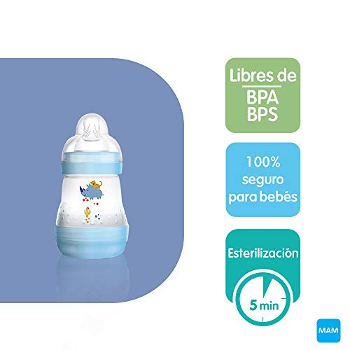 MAM Grow With Me Bottle Set, regalos para bebés, con 3 biberones anticólicos Easy Start (160/260/320 ml), 2 chupetes Original +6, 2 tetinas T3 y 2 TX, 2 meses, NIÑO (Boy)