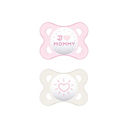 MAM Original 0+ (2 unidades), Chupete de látex para recién nacido, chupete ortodóntico con escudo ventilado, chupete MAM autoesterilizable, 0+ meses, rosa