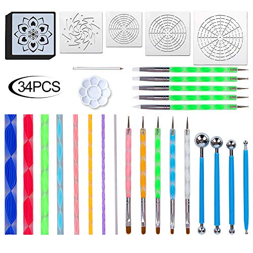 Mandala Dotting Tools - Juego de 34 piezas para pintar rocas Mandala