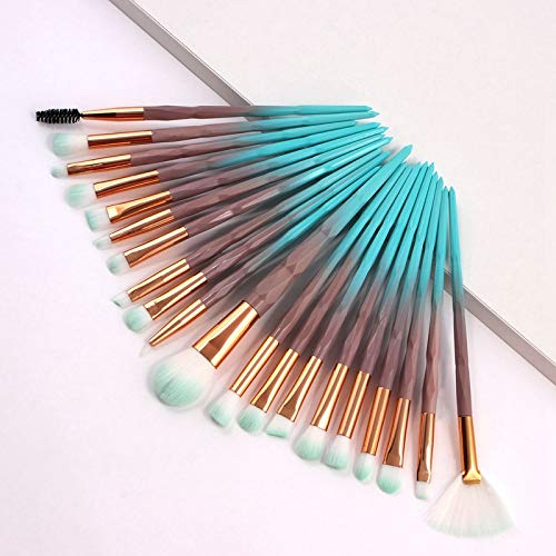 Mango De Spray Azul Gris Nylon + Imitación De Plástico Mango De Diamante Cepillo De Ojos Cepillo De Maquillaje Kit De Maquillaje De Belleza