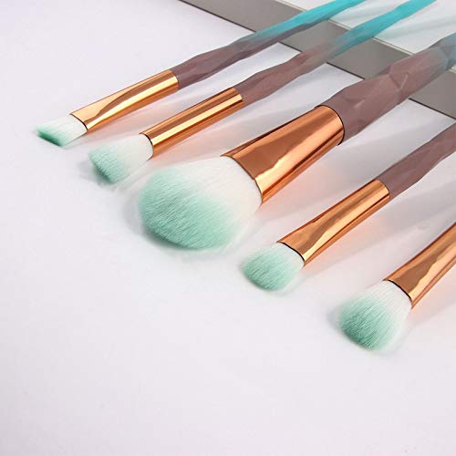 Mango De Spray Azul Gris Nylon + Imitación De Plástico Mango De Diamante Cepillo De Ojos Cepillo De Maquillaje Kit De Maquillaje De Belleza