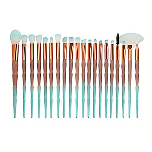 Mango De Spray Azul Gris Nylon + Imitación De Plástico Mango De Diamante Cepillo De Ojos Cepillo De Maquillaje Kit De Maquillaje De Belleza