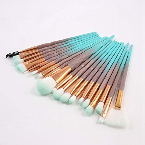 Mango De Spray Azul Gris Nylon + Imitación De Plástico Mango De Diamante Cepillo De Ojos Cepillo De Maquillaje Kit De Maquillaje De Belleza