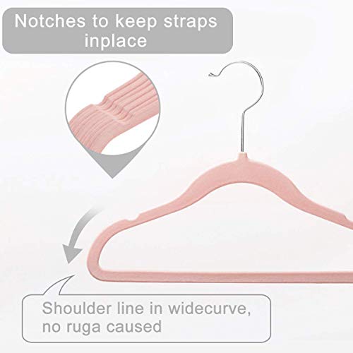 ManGotree Perchas de Ropa Aterciopelada, Bebé clasificado, Diseño Ultra Delgado y Sin Deslizamiento Paquete de 15 (Rosado)