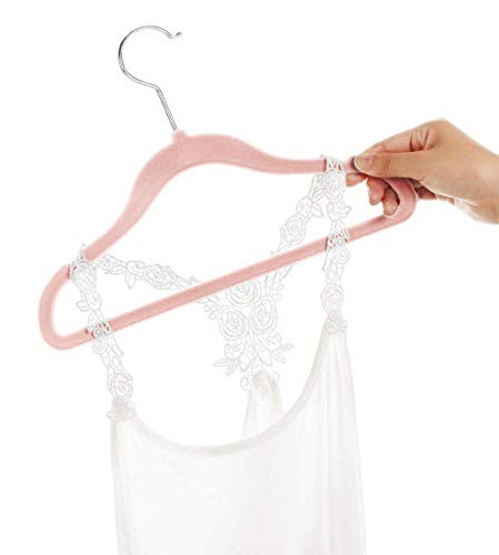 ManGotree Perchas de Ropa Aterciopelada, Bebé clasificado, Diseño Ultra Delgado y Sin Deslizamiento Paquete de 15 (Rosado)