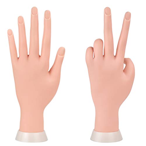 Manicure Practise Hands & Fingers Nail Hand Practise Model Flexible Movable Soft Plastic Hand for Fake Nail Art Starter Training