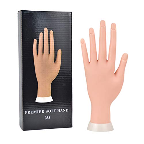 Manicure Practise Hands & Fingers Nail Hand Practise Model Flexible Movable Soft Plastic Hand for Fake Nail Art Starter Training