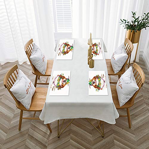 Manteles Individuales Antideslizante Lavables Resistentes al Calor para Cocina,Mardi Gras, feliz sonriente perro Basset Hound que lle,Hogar, Restaurante, Mesa de Comedor Fácil de Limpiar y Impermeable