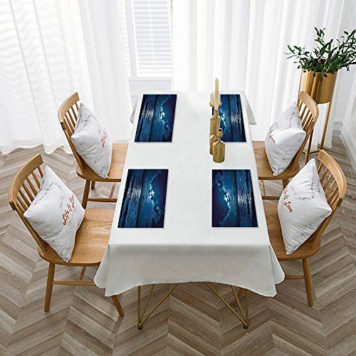 Manteles Individuales Antideslizante Lavables Resistentes al Calor para Cocina,Noche, majestuosas nubes de cielo dramático y luna lle,Hogar, Restaurante, Mesa de Comedor Fácil de Limpiar y Impermeable