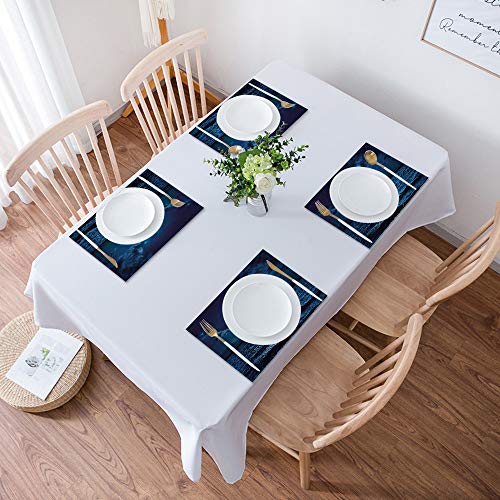 Manteles Individuales Antideslizante Lavables Resistentes al Calor para Cocina,Noche, majestuosas nubes de cielo dramático y luna lle,Hogar, Restaurante, Mesa de Comedor Fácil de Limpiar y Impermeable