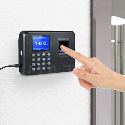 Maquina Asistencia de Fichar Huella Dactilar,Máquina de Asistencia,100.000 Registros, Sistema Española, Biometrico Huella,2.4 Pulgadas,con 8G Disco U