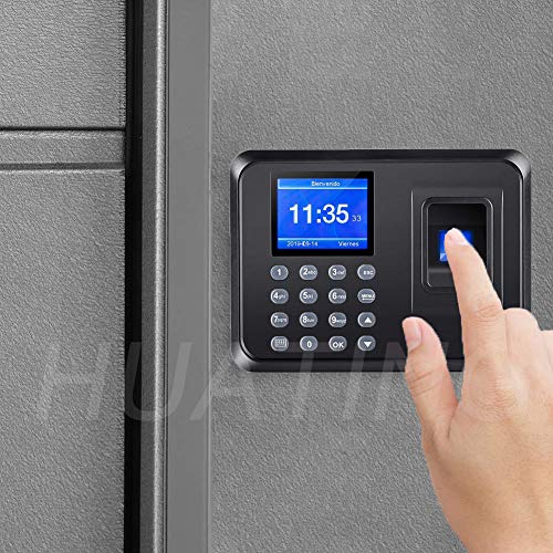 Maquina Asistencia de Fichar Huella Dactilar,Máquina de Asistencia,100.000 Registros, Sistema Española, Biometrico Huella,2.4 Pulgadas,con 8G Disco U