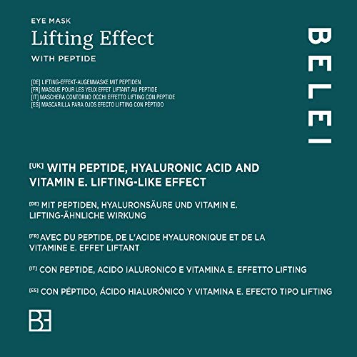 Marca Amazon - Belei - Mascarilla para ojos efecto lifting con péptido, 5 Unidades