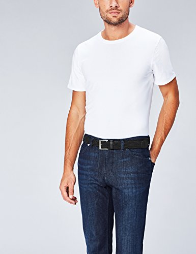 Marca Amazon - find. Cinturón Trenzado para Hombre, Negro (Schwarz), M, Label: M