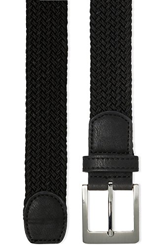 Marca Amazon - find. Cinturón Trenzado para Hombre, Negro (Schwarz), M, Label: M