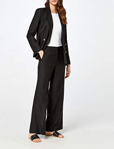 Marca Amazon - find. Pantalón Ancho de Lino Mujer, Negro (Black), 36, Label: XS