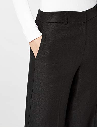 Marca Amazon - find. Pantalón Ancho de Lino Mujer, Negro (Black), 36, Label: XS