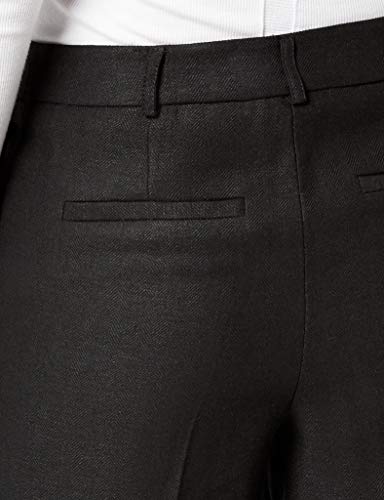Marca Amazon - find. Pantalón Ancho de Lino Mujer, Negro (Black), 36, Label: XS