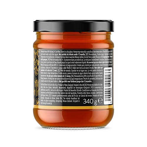 Marca Amazon - Happy Belly Select Miel de manuka 5+, 340gr - MGO 83