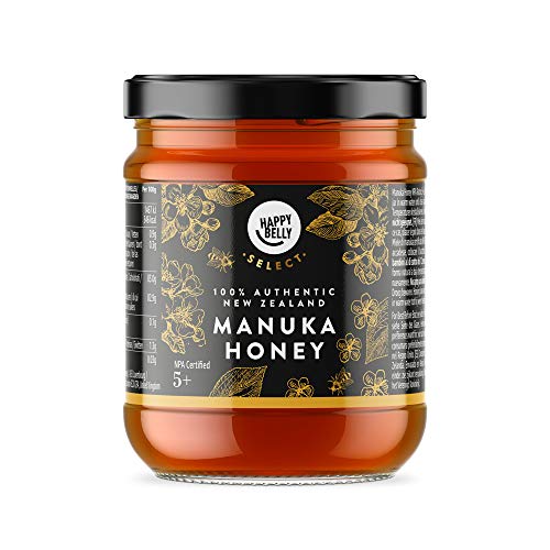 Marca Amazon - Happy Belly Select Miel de manuka 5+, 340gr - MGO 83