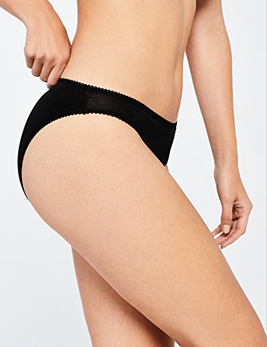 Marca Amazon - IRIS & LILLY Braguita para Mujer Pack de 5, Negro (Black), M