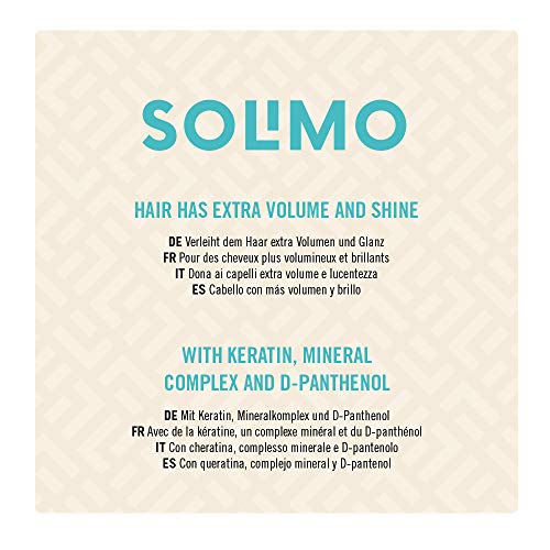Marca Amazon - Solimo Champú revitalizante para volumen y brillo, con queratina, complejo mineral y D-pantenol- Paquete de 4 (4 Botellas x 400ml)